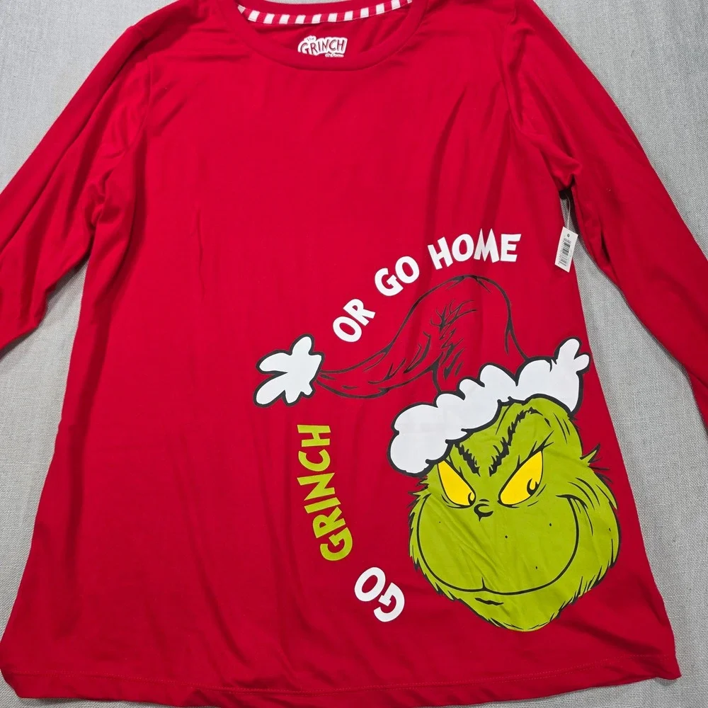 Dr. Seuss Grinch Pajama Set Womens Medium Red NWT Christmas Sleepwear LZ44103SB